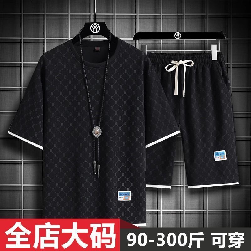 休闲套装男士夏季潮牌薄款一套搭配帅气男生夏天短袖t恤休闲短裤