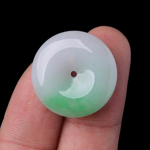 玉石寨玉器24.7直径毫米平安扣缅甸保真老坑阳绿A货翡翠玉扣项坠