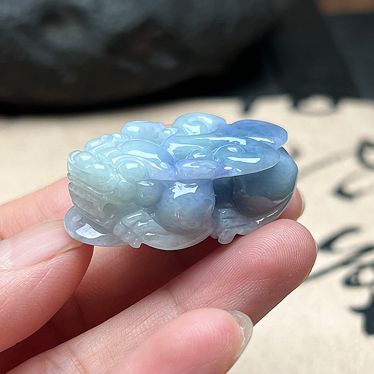 貔貅吊坠缅甸天然翡翠紫罗兰皮丘项坠男女款玉佩招财转运保真证书