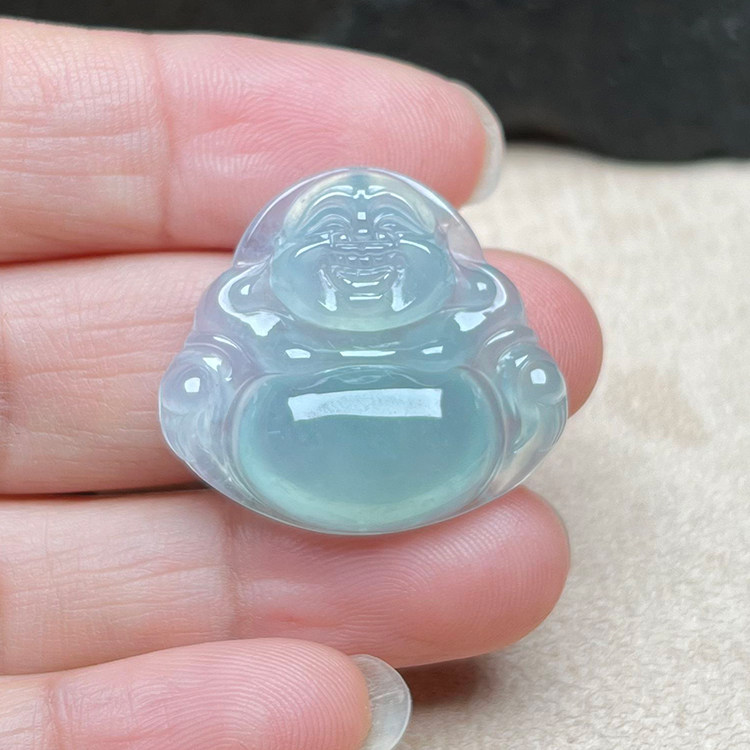 天然翡翠冰种玉佛大肚佛笑佛吊坠