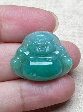 天然翡翠笑佛吊坠A货缅甸玉石