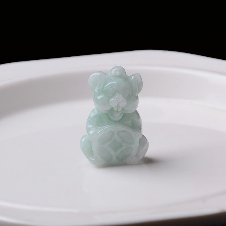 玉石寨玉器翡翠米奇老鼠吊坠缅甸保真冰糯种a货小挂坠送证书包邮