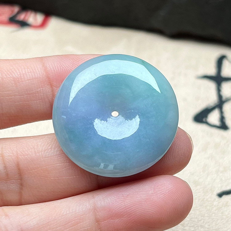 春彩紫罗兰翡翠平安扣复古玉吊坠