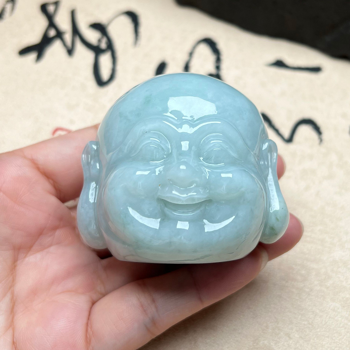 缅甸天然翡翠佛头佛像玉佛手玩件