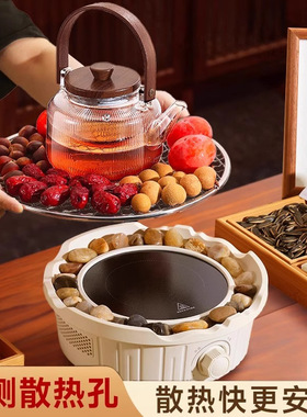 围炉煮茶套装电陶炉煮茶器家用玻璃茶壶电用烤炉茶杯果盘茶具全套