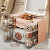 化妆品收纳盒带镜子家用防尘多功能大容量口红护肤品收纳置物架子