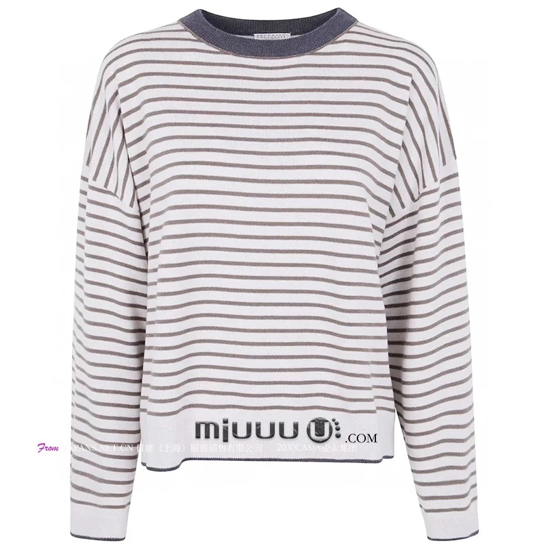 25秋冬新款慵懒风条纹打底针织衫