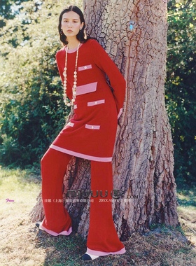 日娜高奢20XXASIA BUYER 11 qwg 新款红色长款修身显瘦针织上衣女