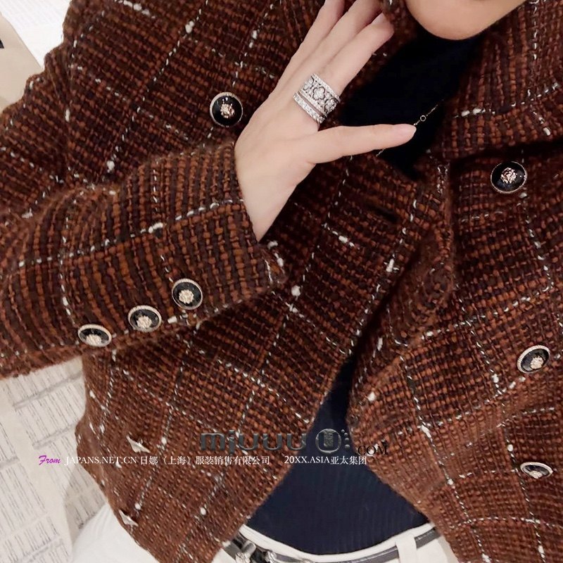 日娜高奢20XXASIA BUYER 12 hja 棕色粗花呢短款外套女名媛风上衣