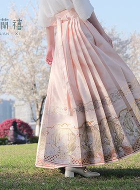 木兰禧【玄凤桃桃】2025春款桃红柳绿织金仿妆花口袋马面裙