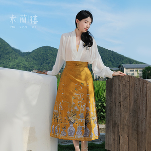 小个子织金马面裙 木兰禧【云梦京华】八分马面裙改良口袋款