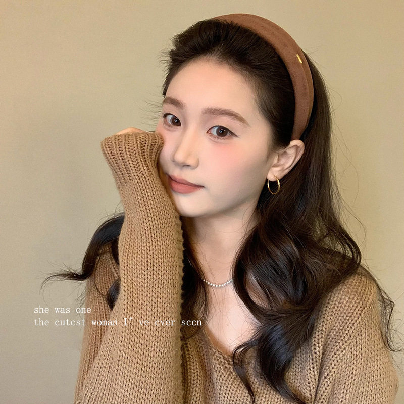 韩系纯色金标宽边褶皱发箍女2025新款高颅顶时尚头箍气质百搭头饰