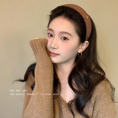 韩系纯色金标宽边褶皱发箍女2025新款高颅顶时尚头箍气质百搭头饰