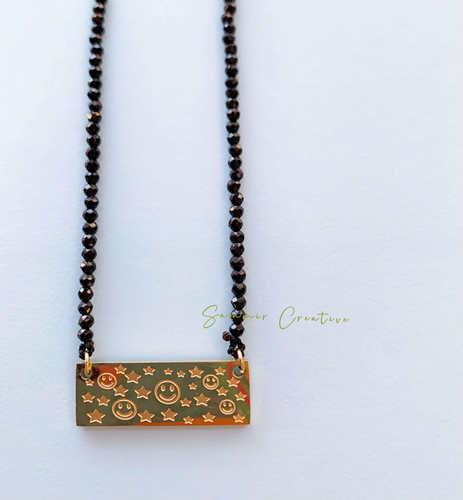 欧MUMUMU--时髦精日常硬金属黑晶石项链 叠戴款