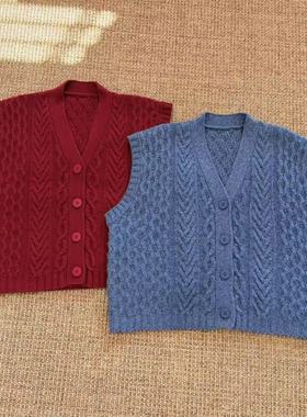 DD STY【早春上新】小众设计高级感灰色麻花粗线马夹 8783