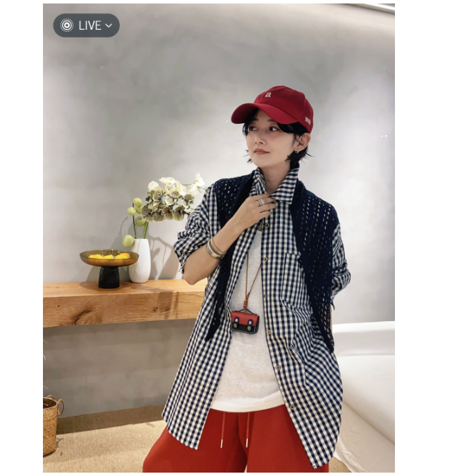 DD STY【早秋上新】小众设计带披肩格子衬衫外套 6011