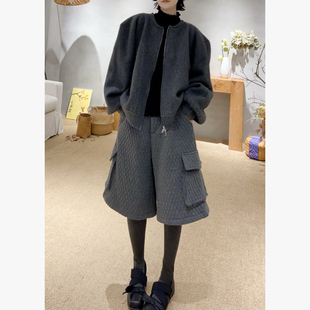 裤 压棉格加绒六分工装 018 双十二丹丹年货节