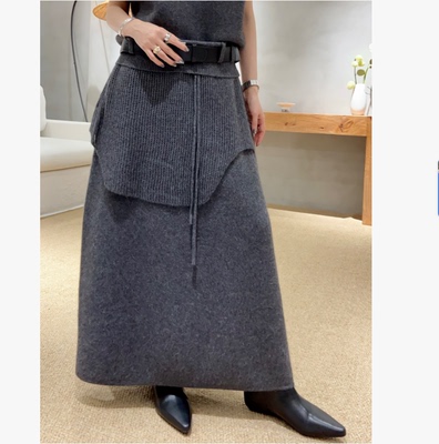 【双十二丹丹年货节】韩版气质浣熊绒拼接假两件半裙 3322