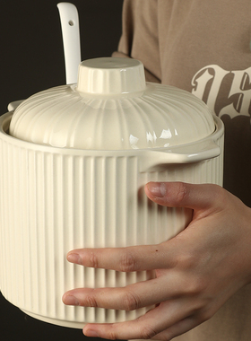 耐高温带盖油罐带滤网的猪油罐陶瓷大号猪油罐家用带盖储油缸厨房