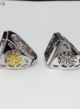 纯银复古活口戒指空托