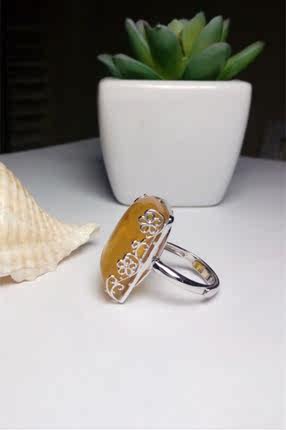 s925银镀白金 花朵花边围绕 活口 长方形 女款 纯银戒指托 13*23