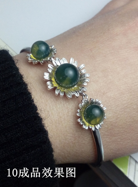 镀白金花朵造型两颗10-12手镯