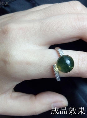 925银镶水钻活口蓝珀线条戒指托