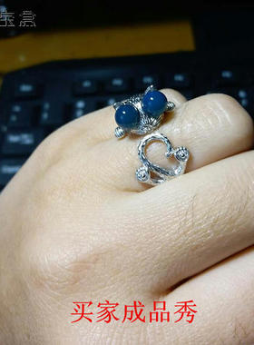 925银活口可爱小猫圆珠直径戒托