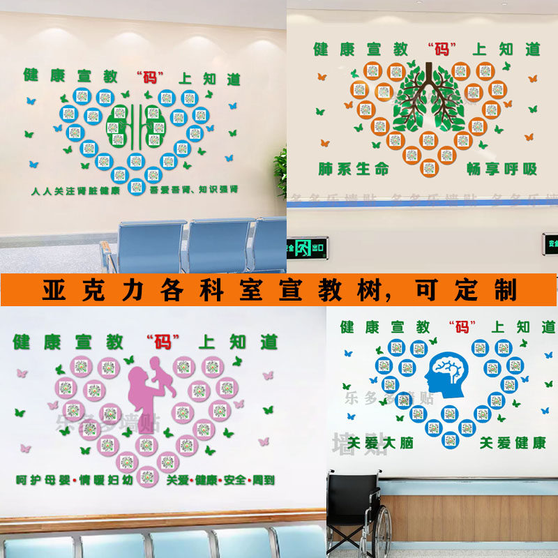 医院二维码宣教树科室过道大厅护软装墙贴