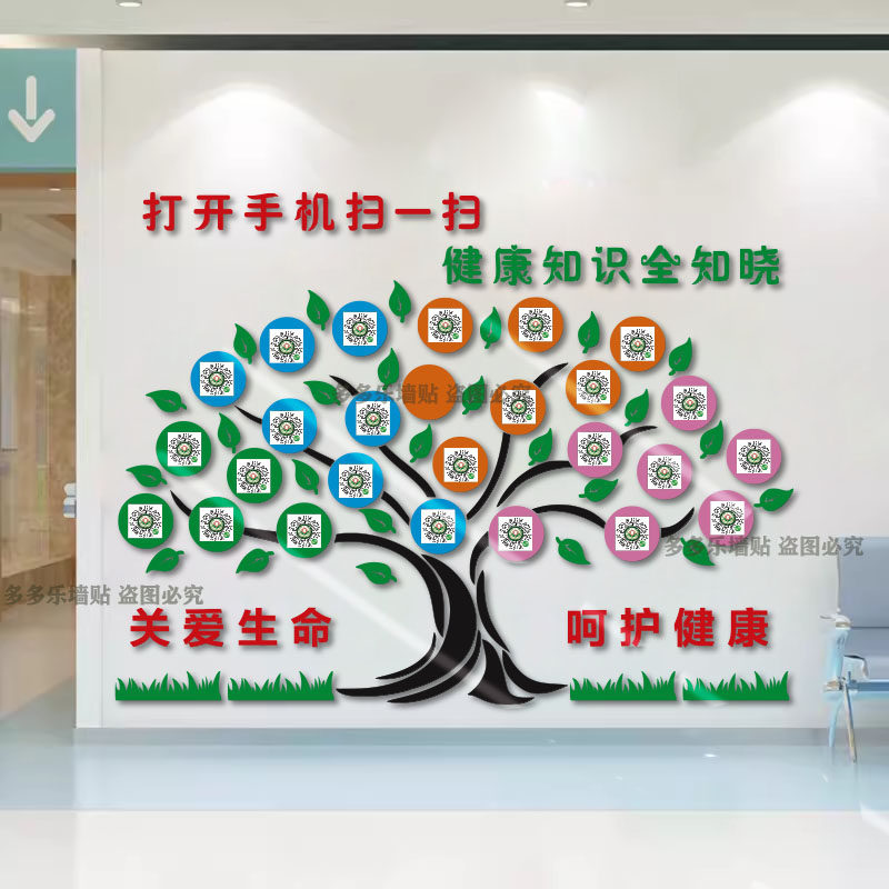 医院走廊科室门诊护士站背景墙创软装墙贴