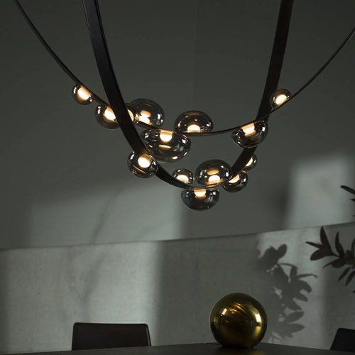 意大利皮带吊灯loft挑空楼梯间设计师皮革flos灯轻奢餐厅灯客厅灯