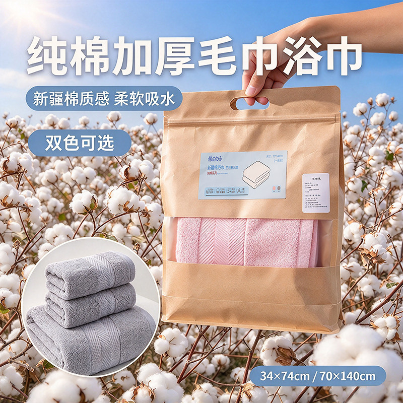 新疆棉毛巾浴巾不易掉毛套装全棉吸水加厚加大家用
