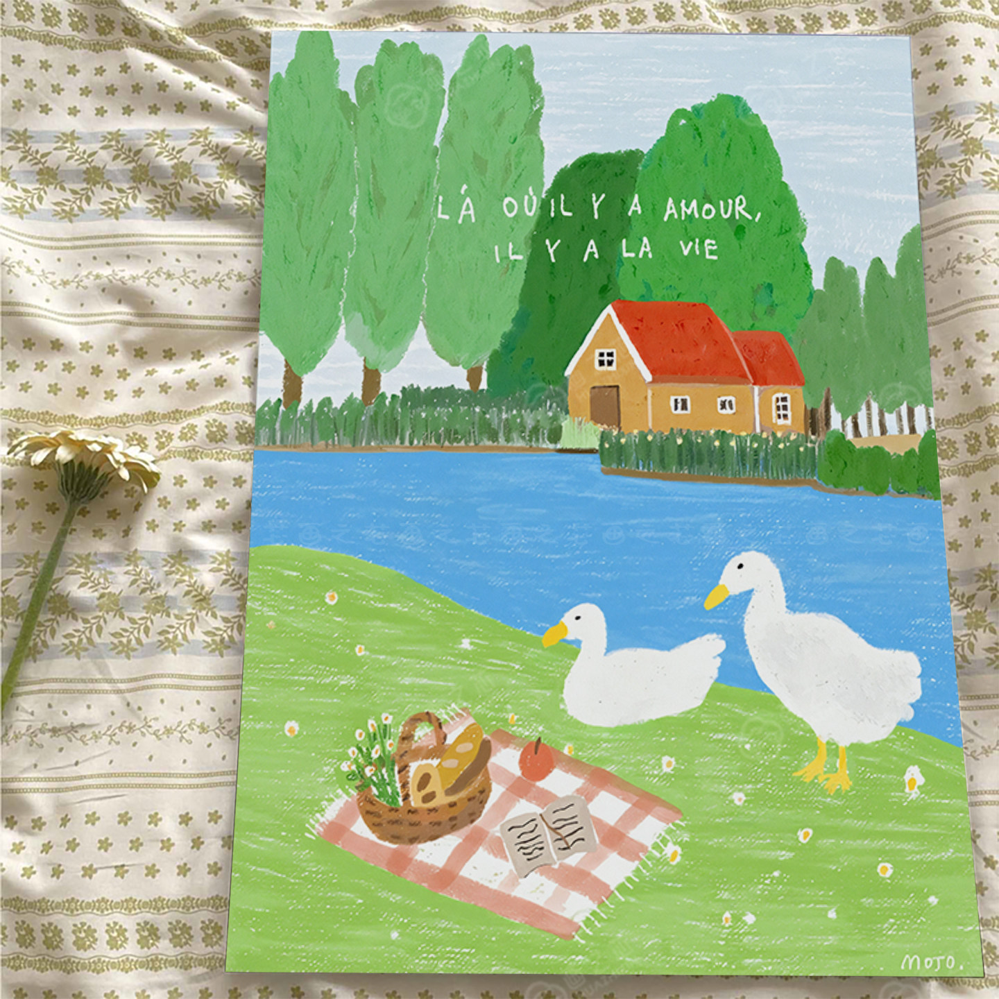 清新治愈风插画田园客厅ins卧室房间装饰画芯不含框自粘海报墙贴,家居饰品,现代装饰画,淘宝优惠券,粉丝福利购,淘宝优惠卷