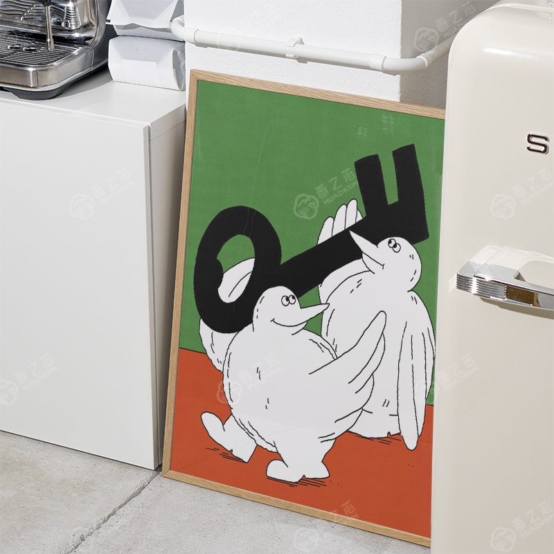 动物丑萌波普怪诞趣味插画卡通房间墙面装饰画芯油画布自粘不含框图片