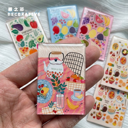 果蔬插画加厚滴胶亚克力冰箱贴