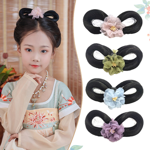 儿童汉服头饰一体式抓夹发包盘发发髻女童古风辫子造型明制垫发