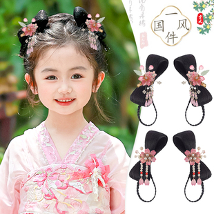 汉服头饰抓夹一体式蝴蝶结发髻儿童古装日常盘发造型发包古风假发