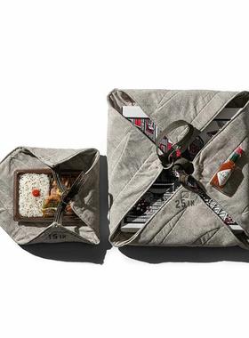 哈伯㊣日本PUEBCO 饭盒包裹布披萨外带手拎包方形收纳多用包裹袋