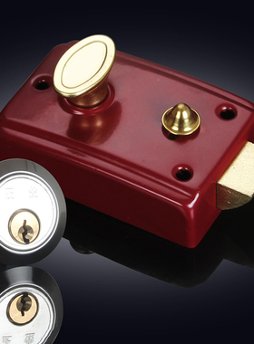 包邮锁芯单舌锁老式铁门木门锁红色外装门锁牛头锁卷闸门锁房门锁