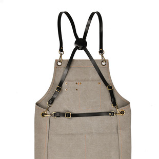 围裙专用背带 皮革肩带 真皮交叉挂脖带子 复古围裙配件定制LOGO
