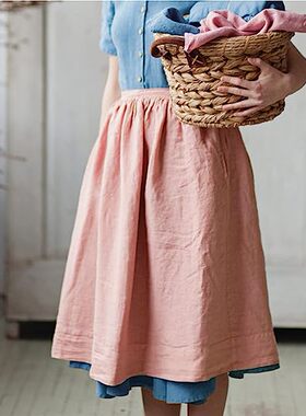 韩式文艺复古田园风布艺纯棉半身围裙女花艺店烘焙工作服家务厨房