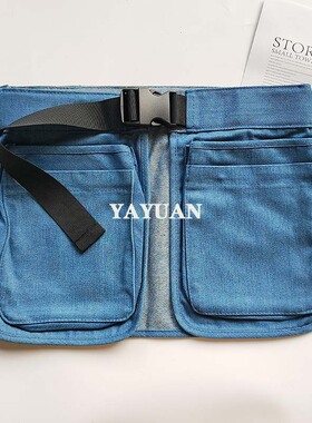 潮酷牛仔多口袋实用腰包户外骑行旅游轻便贴身腰封围裙包拉链包