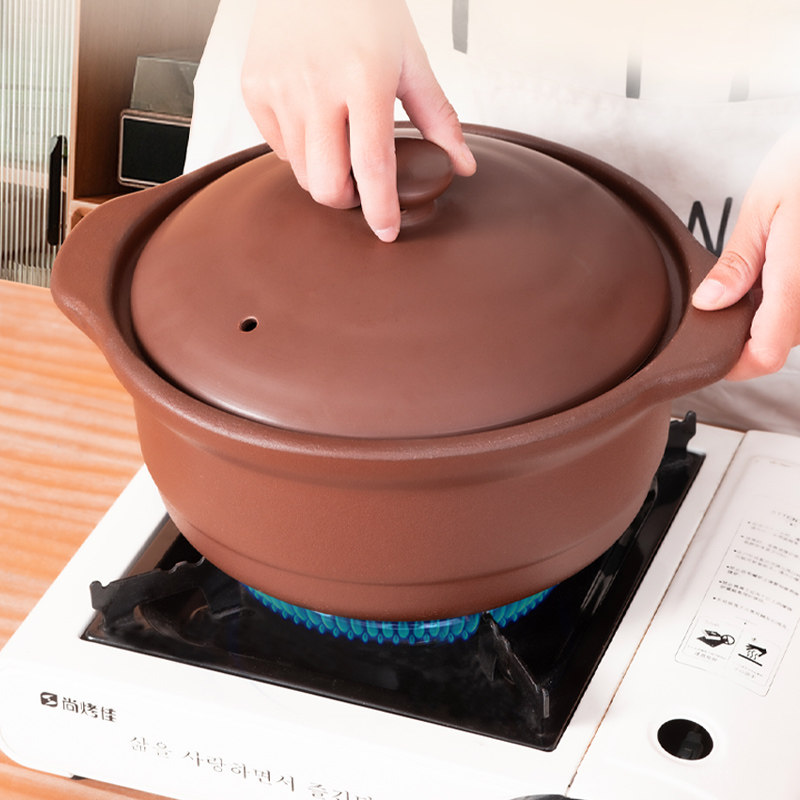紫砂砂锅煲家用煲仔饭炖锅燃气灶煤气灶专用小沙锅耐高温干烧不裂