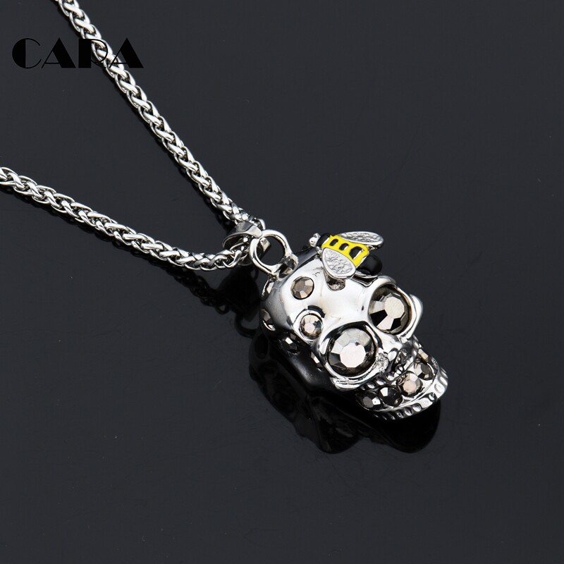 蜜蜂骷顱頭吊墜钛鋼嘻哈項鏈男女潮人夜店街舞個性挂件長款襯衣鏈在類目 飾品/流行首飾/時尚飾品新, 項鍊中 - 來自Buy2taobao.com提供專業的淘寶代購服務