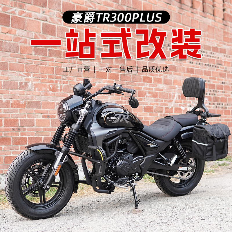 适用豪爵TR300PLUS护杠保险杠改装防水边包折叠靠背货架手把镜