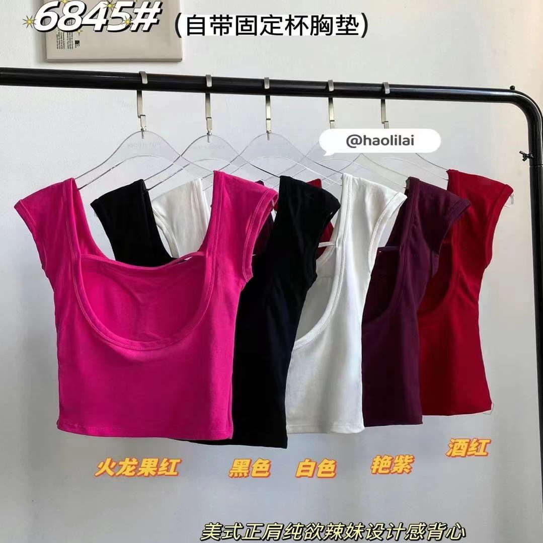 纯棉美背露背飞袖背心吊带女胸
