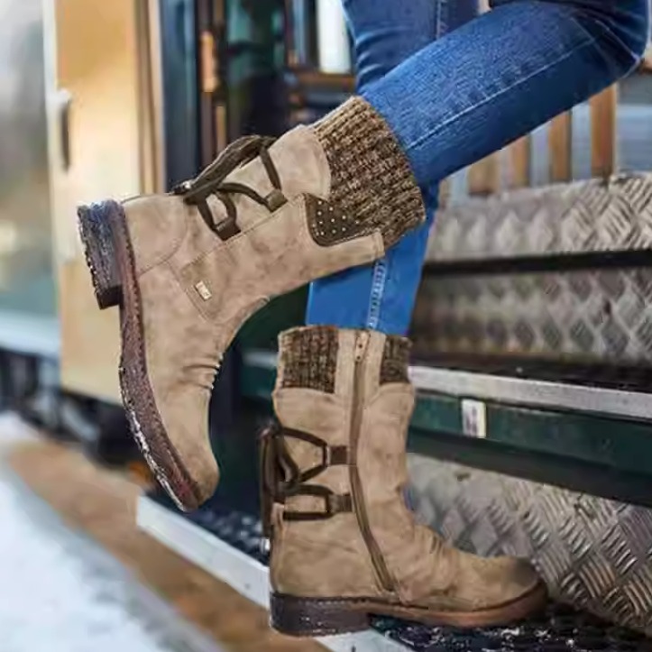 大码中筒靴平底西部靴Plus size women long boots western boots