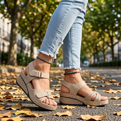 big size summer shoes women flat sandals 41 42 防滑大码凉鞋