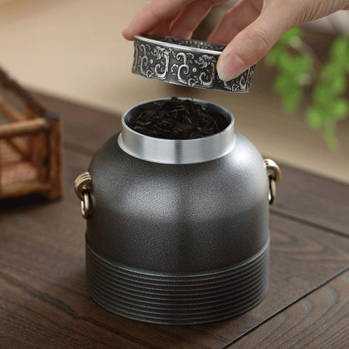 廖达锡器纯锡茶叶罐密封茶仓防潮