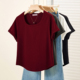 方领百搭螺纹上衣打底衫 夏季 潮 胖mm正肩短袖 T恤显瘦韩版 大码 女装